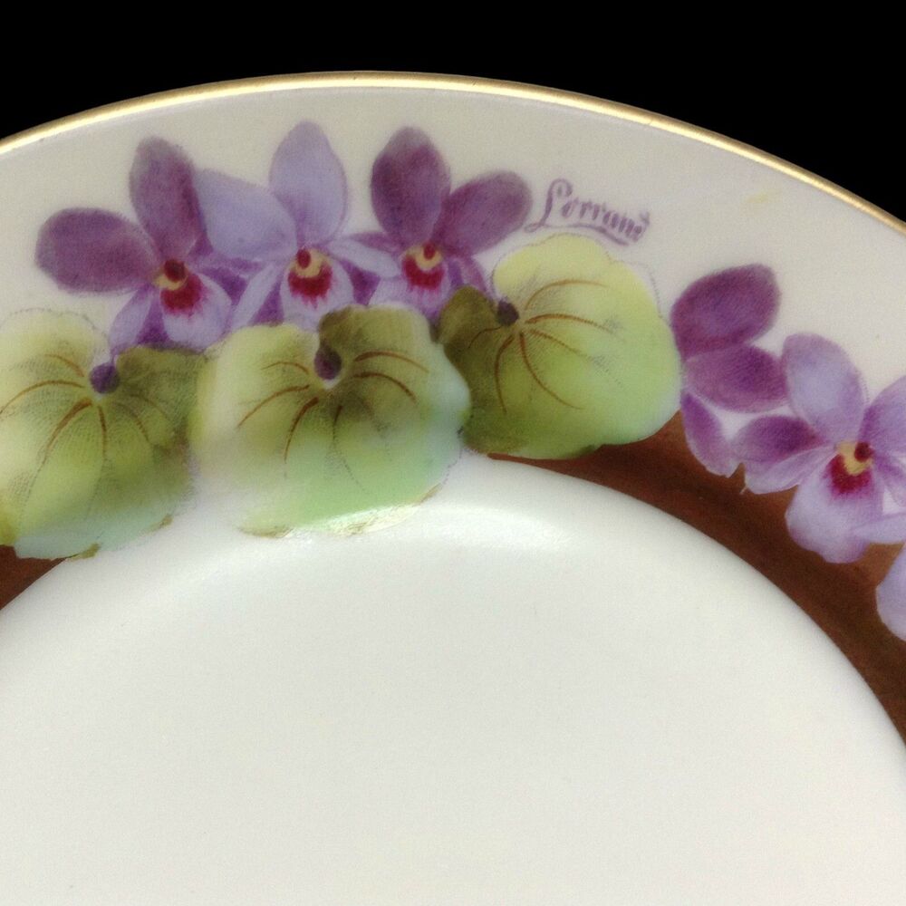 Bavaria Two Tiered Serving Plate Hand Painted Artist Signed Violets Grannycore - Picture 5 of 5
